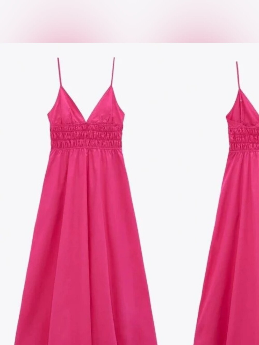 NWT Zara Hot Pink Spaghetti Strap Poplin Midi Dress M - Picture 9 of 9